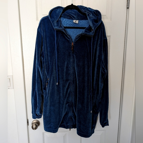 Nike - Air Jordan Velour Velvet Blue Full Zip Hoodie Size XL - Picture 1 of 9